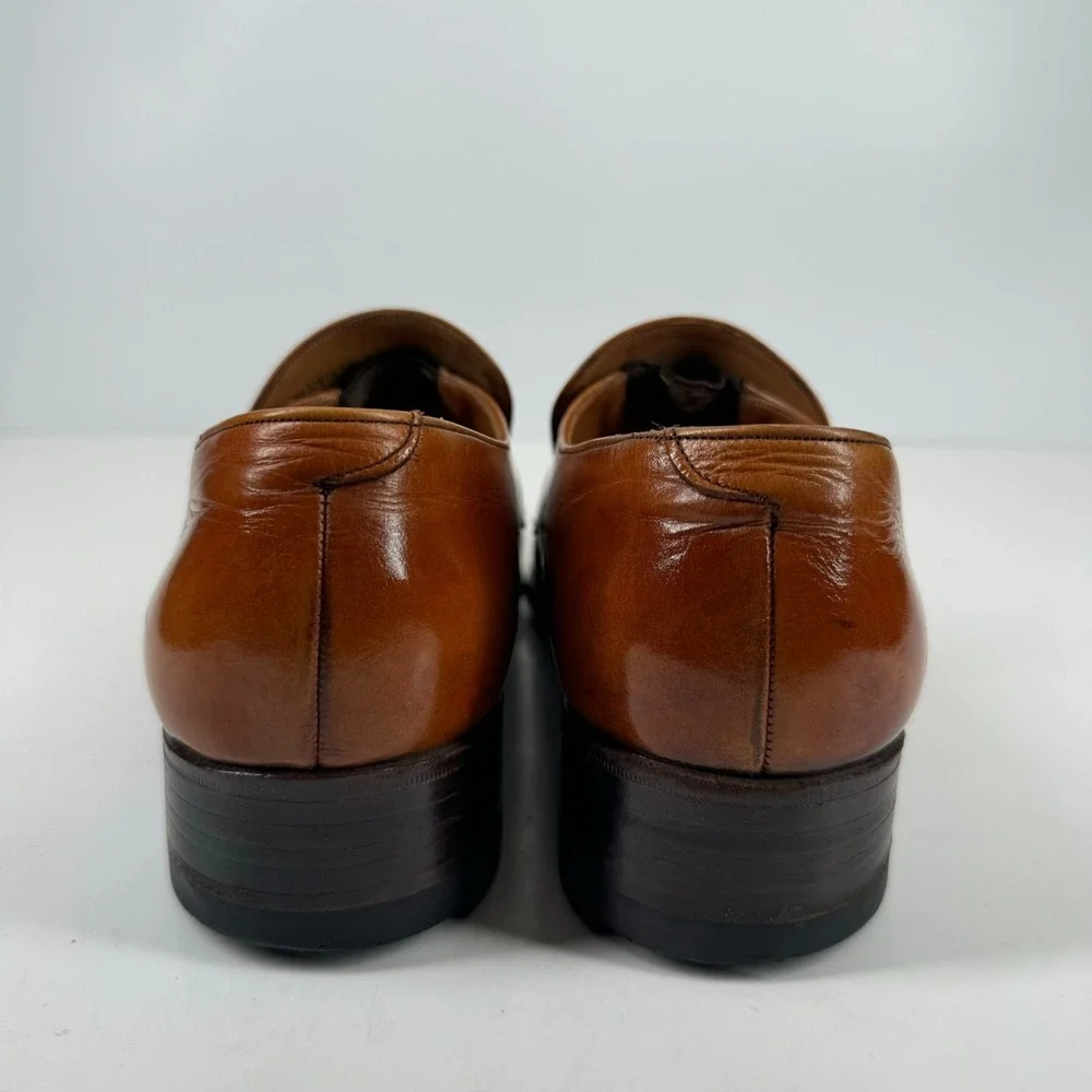 Vintage Barker of Earls Barton Men's 8/UK 7E Brown Leather Slip-On Loafer Shoes